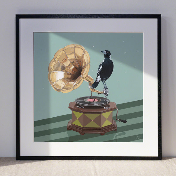 Teneille Grace Art - Limited Edition Fine Art Print - Bird Song - Black Frame