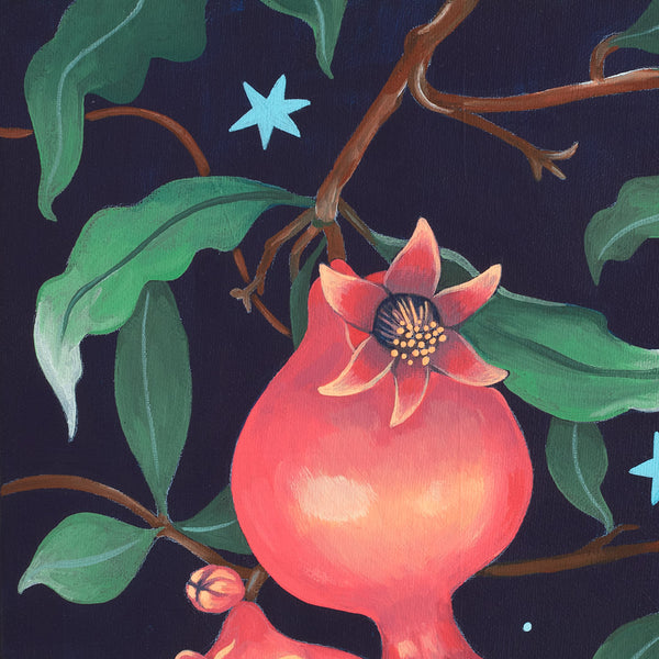 Original Artwork - Playful Pomegranates - Close Up
