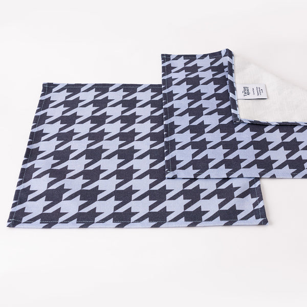 Blue Houndstooth Luncheon Napkin Set - Flat View
