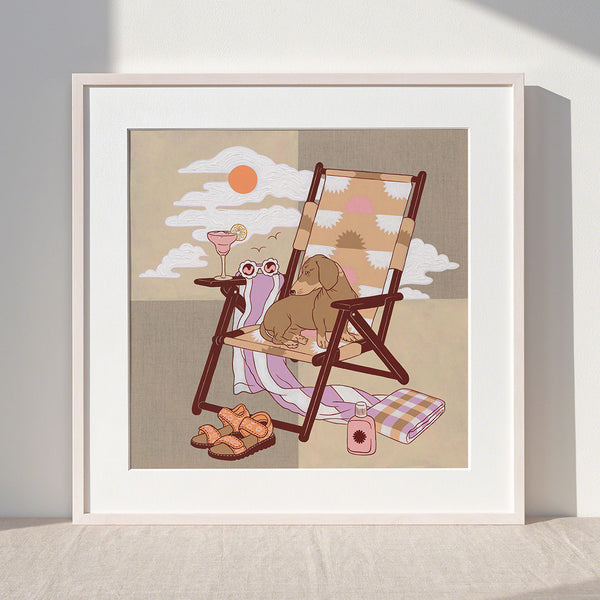 Dashing Deckchair - Fine Art Print - White Frame