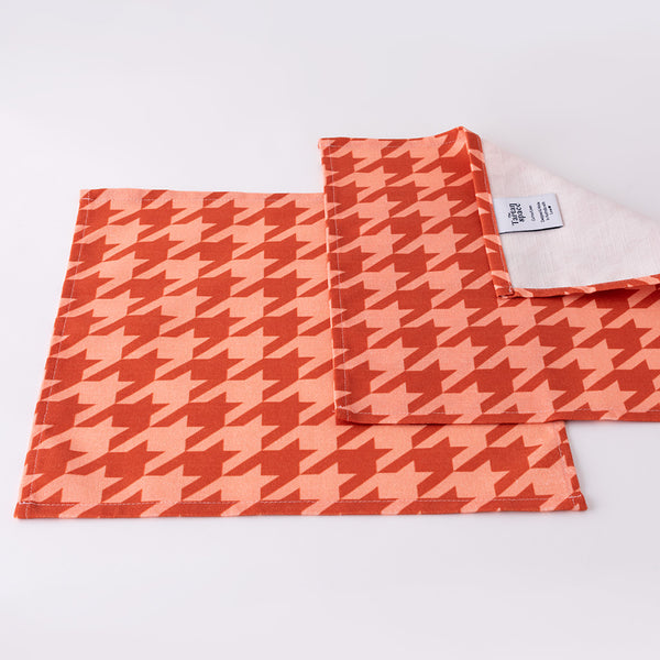 Pink Houndstooth Luncheon Napkin Set - Flat View