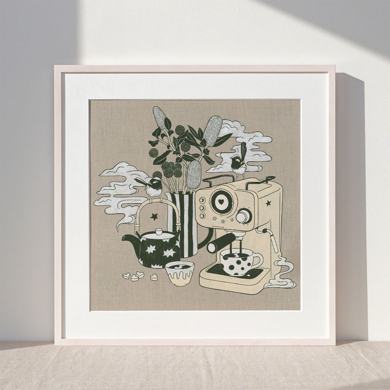 A Brew for the Soul Fine Art Print - In Situ - White Frame