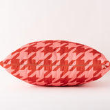 Pink Houndstooth Velvet Cushion Cover - Side View