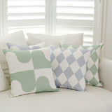 Lucy Diamond Blue Linen Cushion Cover - In situ - All
