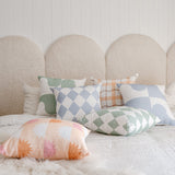 Lucy Diamond Sage Green Linen Cushion Cover - In Situ - Bed Alll
