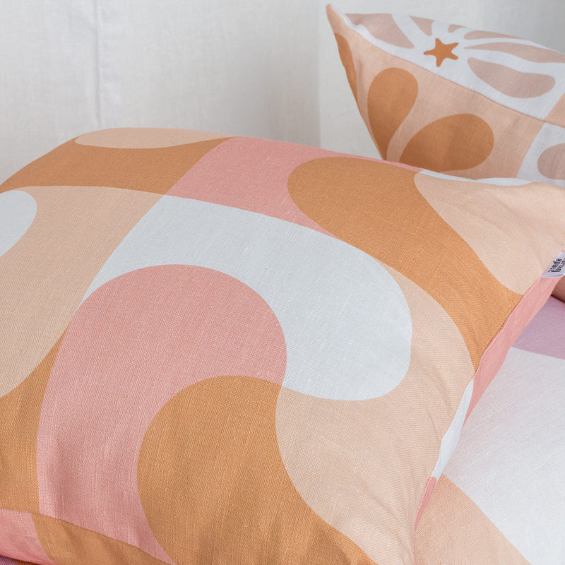 Neapolitan Swirl Linen Cushion Cover - Up Close