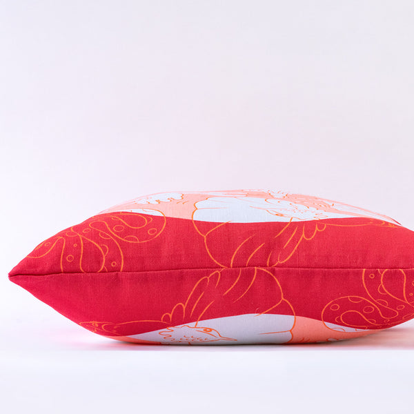 Pandora's Nightstand Rust Linen Cushion - Side View