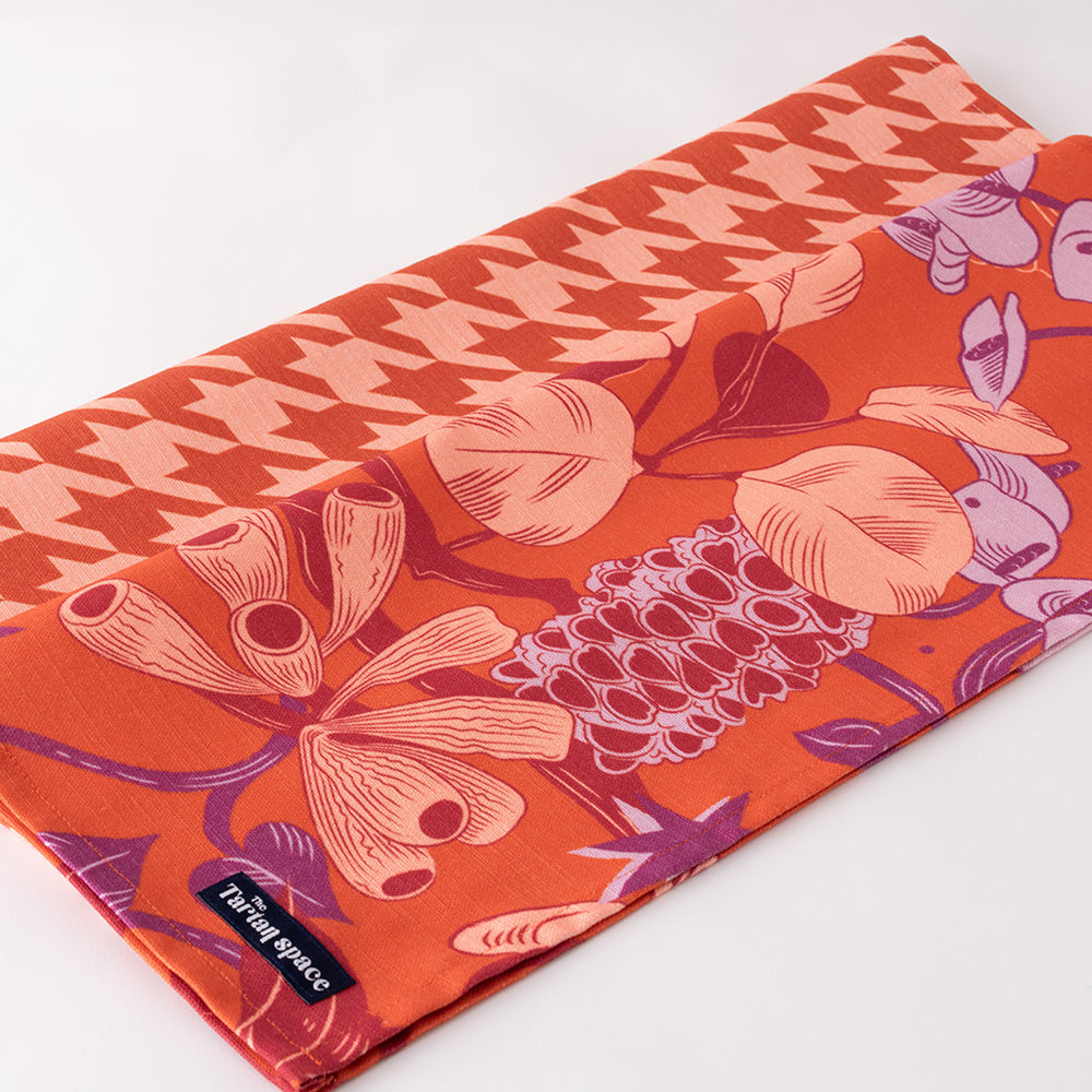 Sunset Garden Burnt Orange Tea Towel Set 2 pack Teneille Grace Art