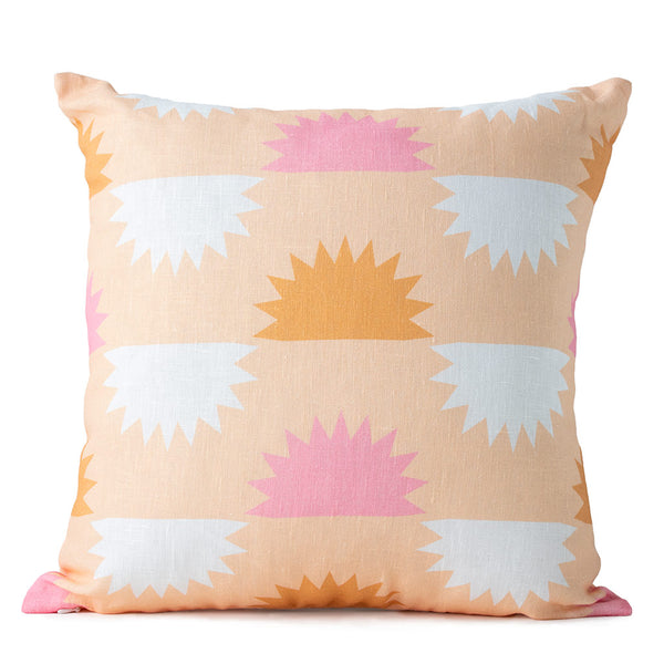 Sunset Starburst Peach Linen Cushion Cover