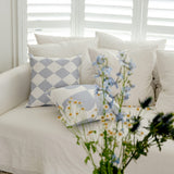 Wavy Blue Linen Cushion Cover - Up Close