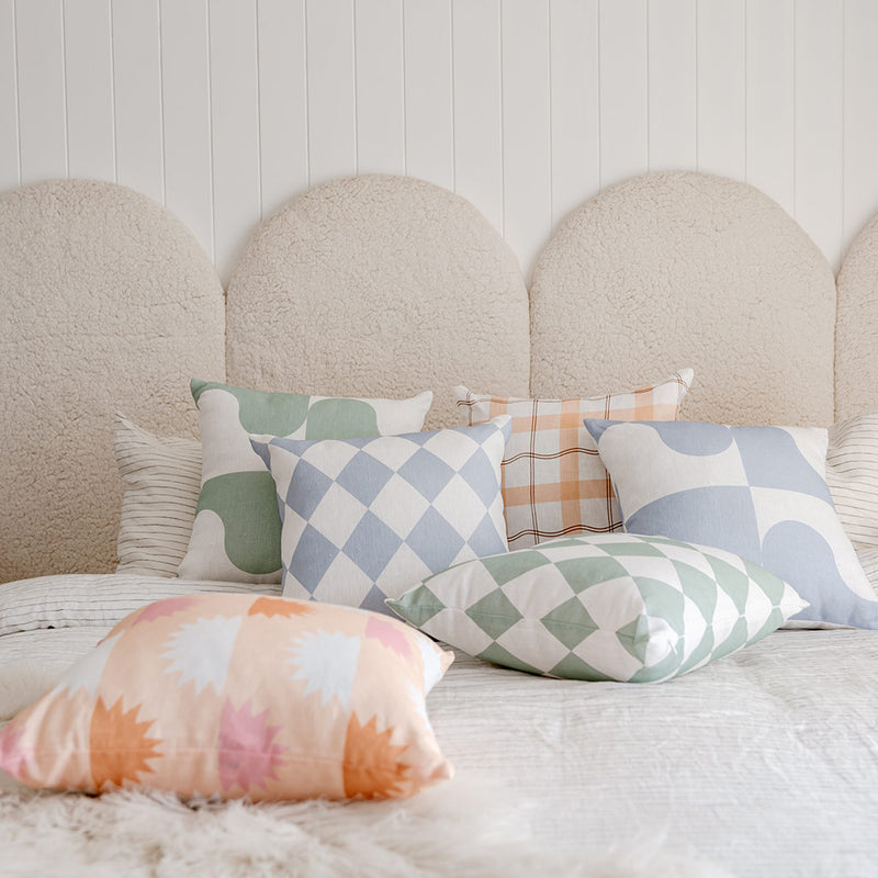 Wavy Blue Linen Cushion Cover - In Situ - Alll