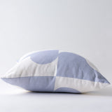 Wavy Blue Linen Cushion Cover - Side View