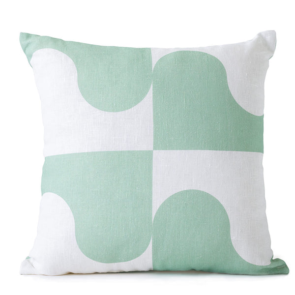 Wavy Sage Green Linen Cushion Cover