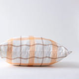Wavy Tartan Neutral Linen Cushion Cover - Side View